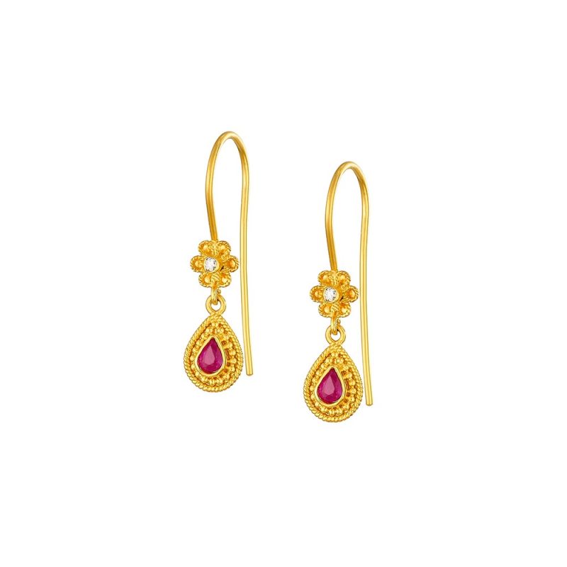 Byzantine 14K Gold Earrings – with Diamonds | Damaskos - Image 2