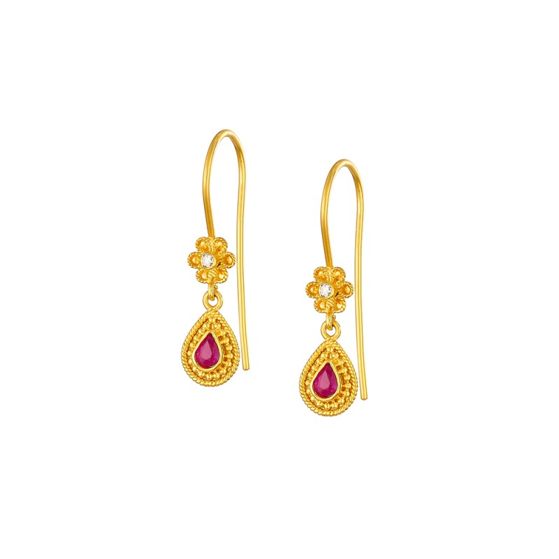 Byzantine 14K Gold Earrings – with Diamonds | Damaskos