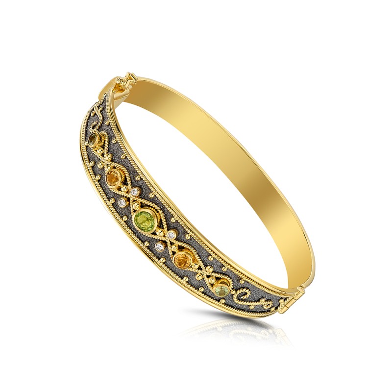 Byzantine 18K Gold Bracelet with Diamonds | Damaskos ver.2