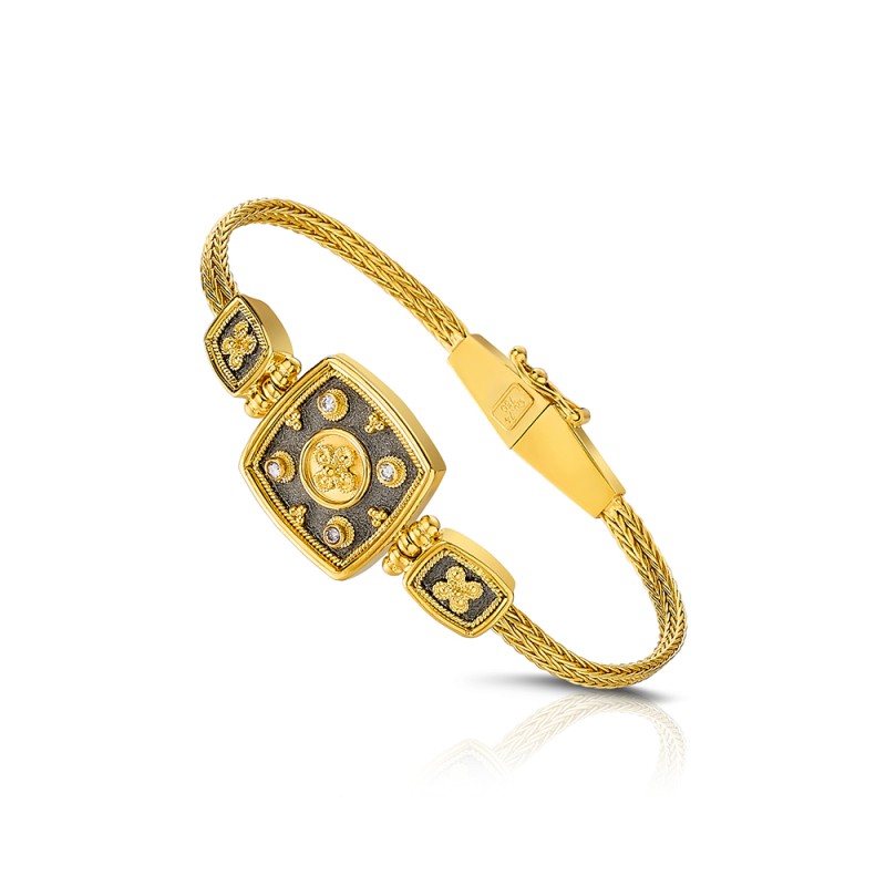 Byzantine 18K Gold Bracelet with Diamonds | Damaskos ver.3