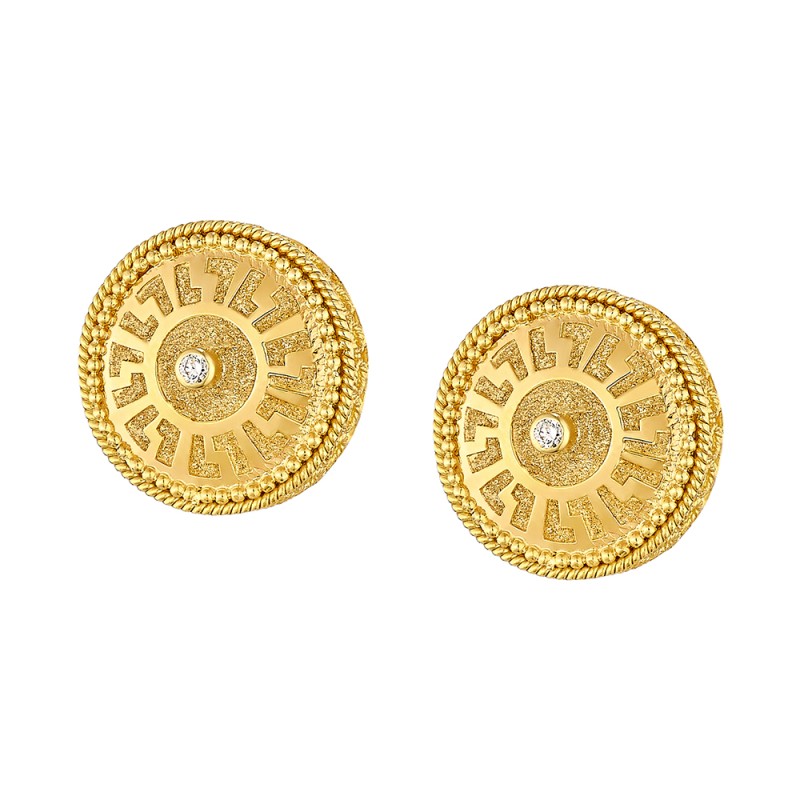 Archaic 14K Gold Earrings – with Diamonds #19 | Damaskos
