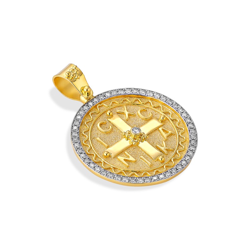 Constantinato Cross Pendant 18K Gold – ICXC NIKA | Damaskos (~6.6 g)