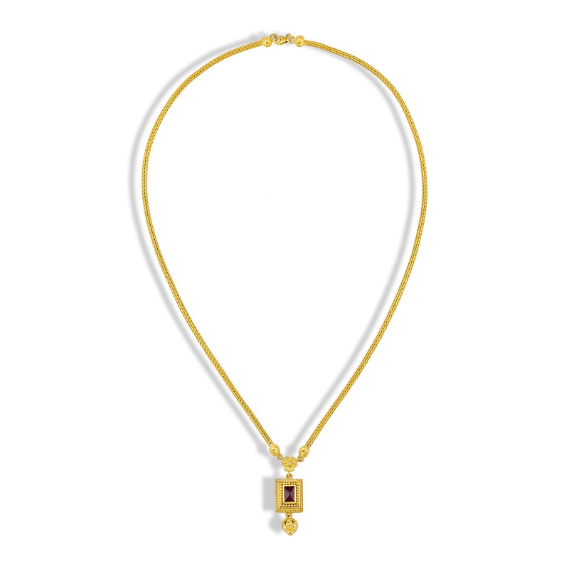 Byzantine Gold Necklace with Garnet | Damaskos