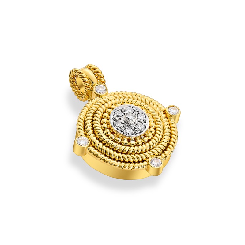 Archaic 14K Gold Pendant – with Diamonds | DAMASKOS