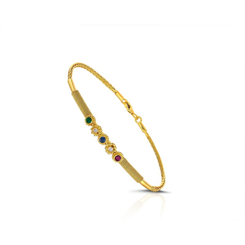 Byzantine 18K Gold Bracelet with Sapphire | Damaskos