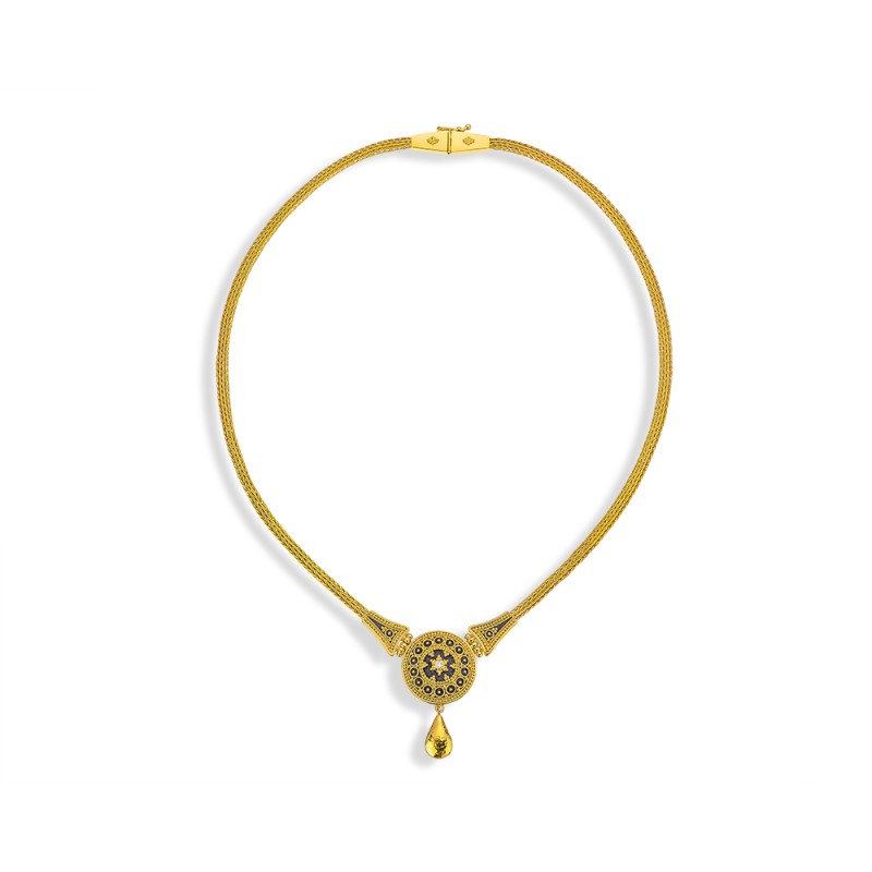 Byzantine Gold Necklace with Diamonds | Damaskos ver.3