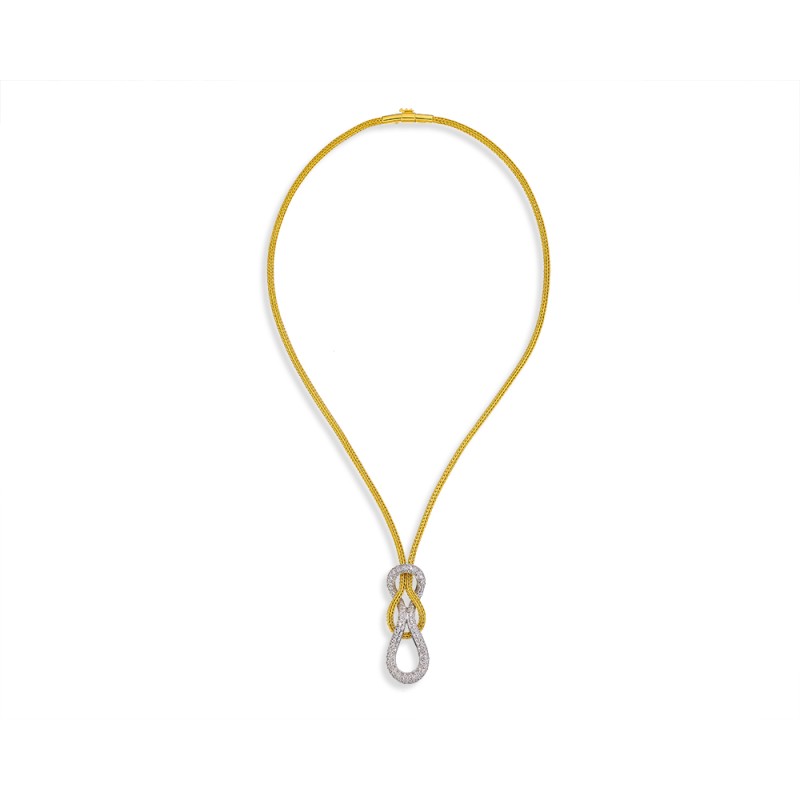 Archaic Gold Necklace Knot with Diamonds | Damaskos