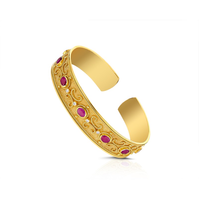 Byzantine 18K Gold Bracelet with Diamonds | Damaskos ver.6