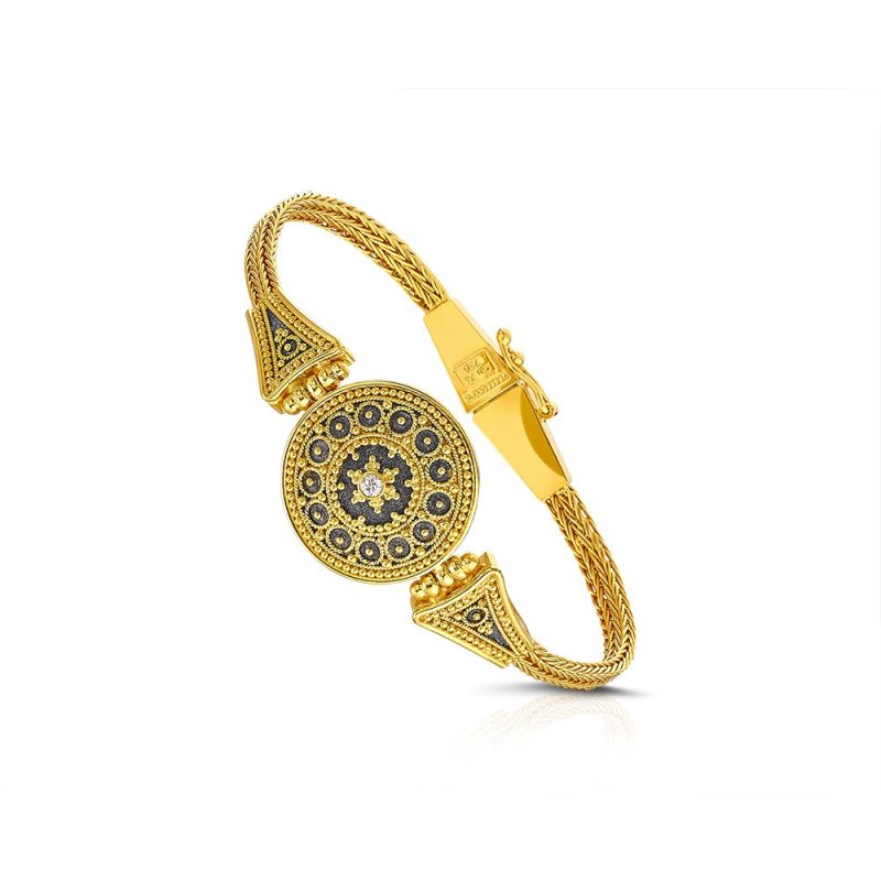 Byzantine 18K Gold Bracelet with Diamonds | Damaskos ver.7 - Image 2