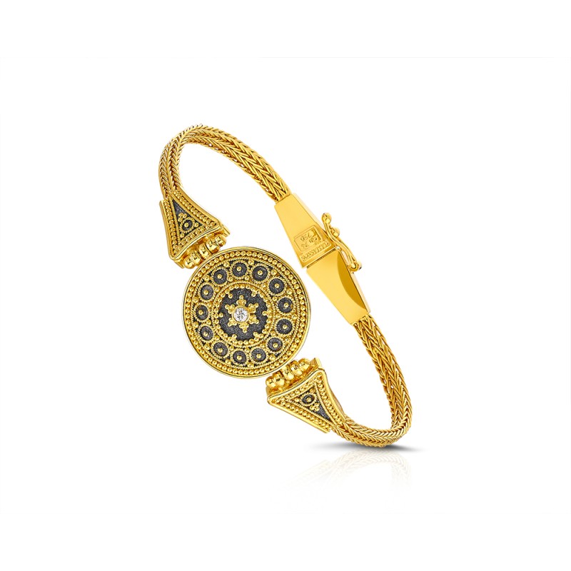 Byzantine 18K Gold Bracelet with Diamonds | Damaskos ver.7