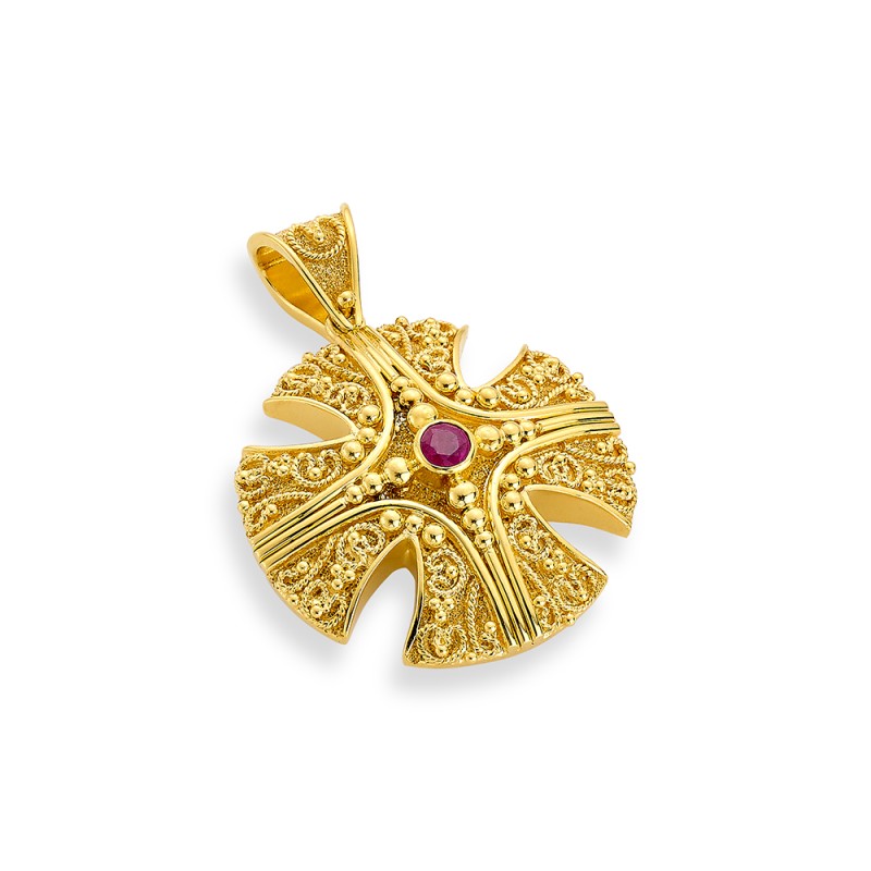 Byzantine 14K Gold Cross | Damaskos #6
