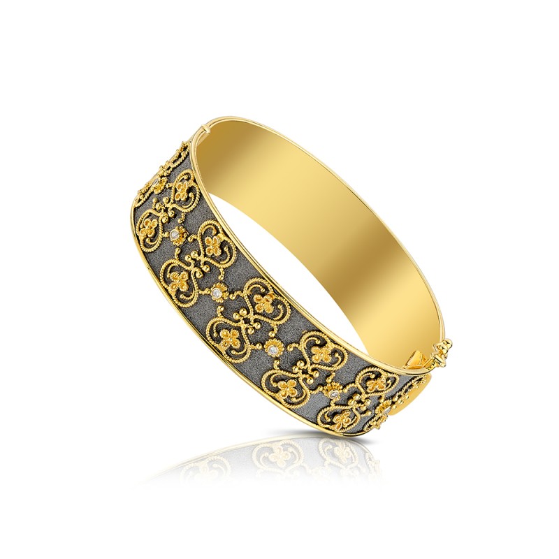 Byzantine 18K Gold Bracelet with Diamonds | Damaskos ver.9