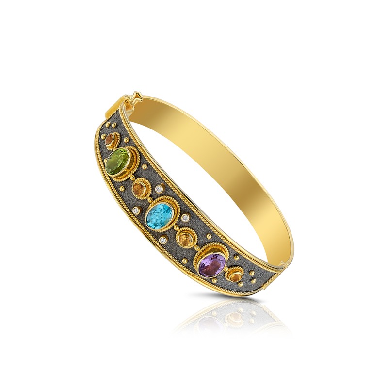 Byzantine 18K Gold Bracelet with Diamonds | Damaskos