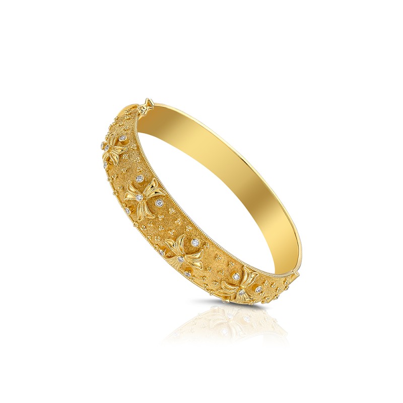 Byzantine 18K Gold Bracelet with Diamonds | Damaskos ver.5