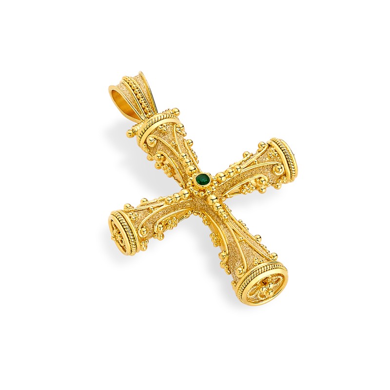 Byzantine 14K Gold Cross – Double-Sided | Damaskos