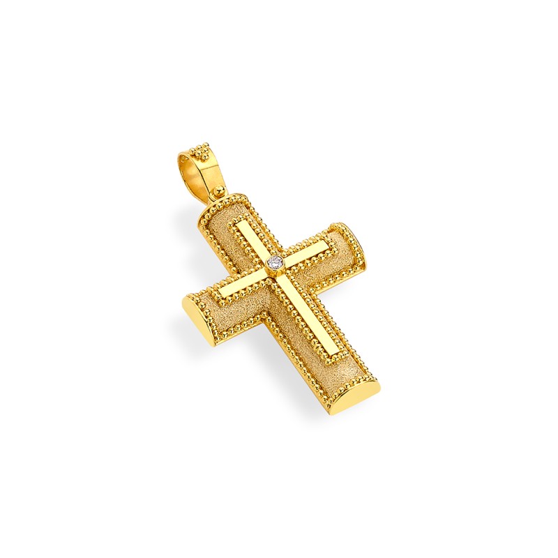 Byzantine 14K Gold Cross – with Diamonds | Damaskos #8
