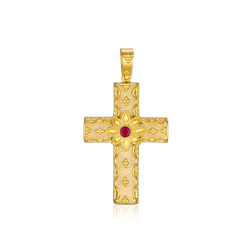 Byzantine 14K Gold Cross – with Diamonds | Damaskos #12