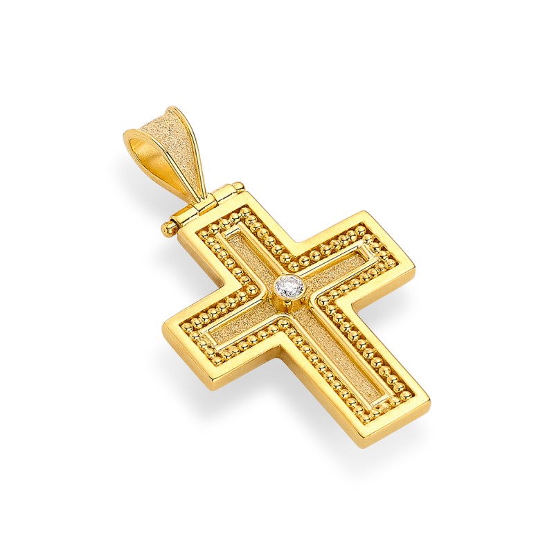 Byzantine 14K Gold Cross – with Diamonds | Damaskos #9